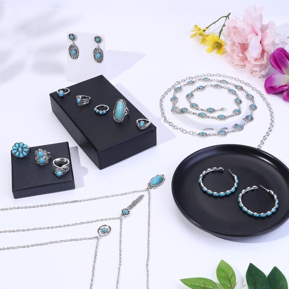 Bohemian Turquoise Jewelry for Women Men Western Turquoise Set Western Adjustabl - Picture 7 of 9